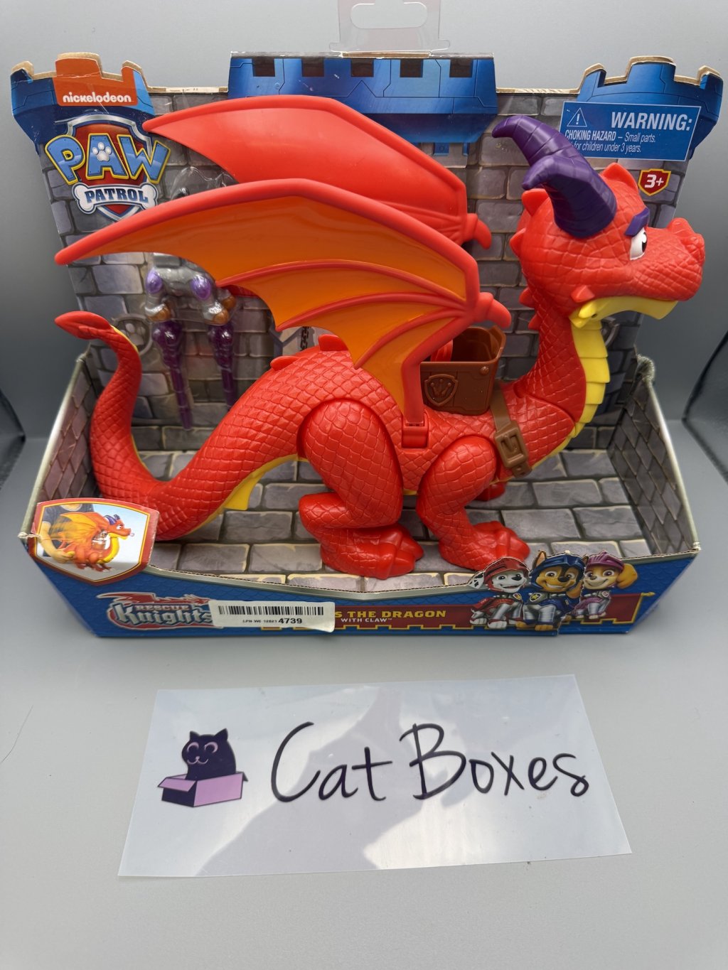 PAW Patrol Rescue Knights Sparks Dragon with Pup Claw Figure Brand New